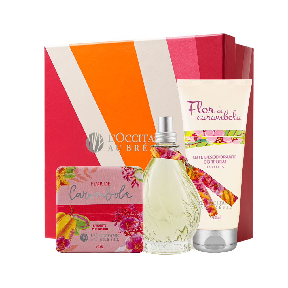 Presente Flor de Carambola: Sabonete, Leite Corporal e Deo Colônia